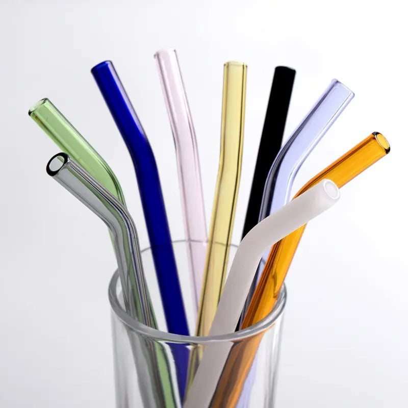 Reusable Glass Bent Straw Green